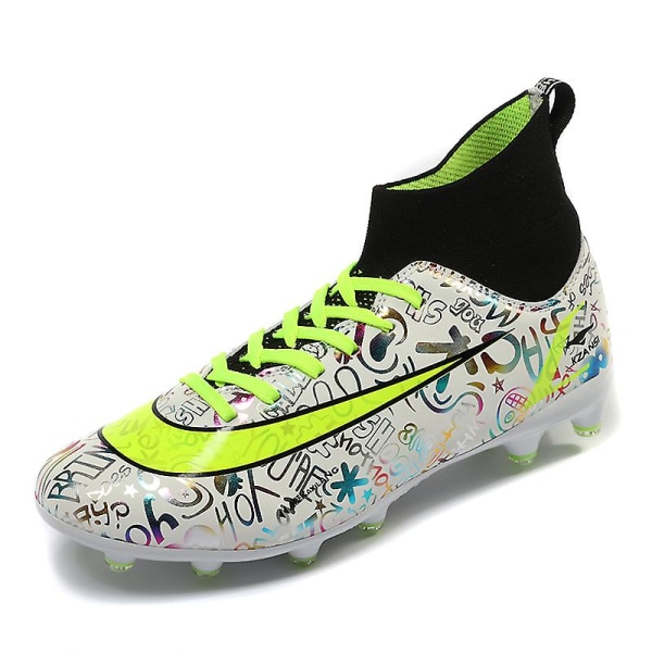 Fotbollsskor för män Fotbollsskor för vuxna hög fotled Grästräning Sport Skor Herr Sneakers 562 White1 37
