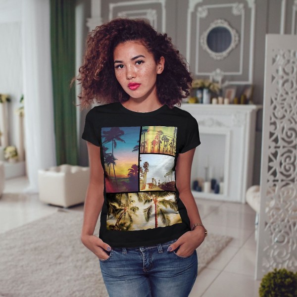 California Collage Women Blackt-shirt S