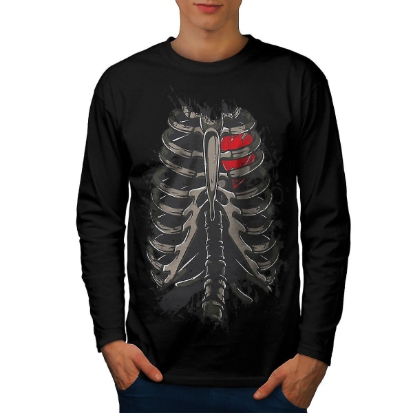 Straight To My Heart Män Blacklong Sleeve T-shirt | Wellcoda L