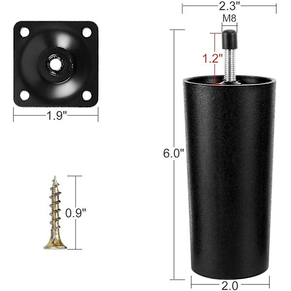Plastsoffben, 4-pack soffben Ersättningsmöbel Soffben med monteringsplattor
