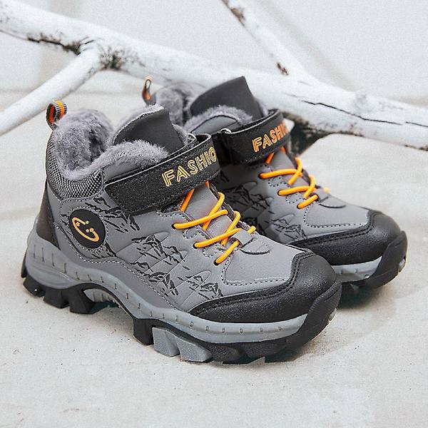 Pojkar Flick Sneakers Andas löparskor Barn Vinter Bomullsskor 833 Gray 34