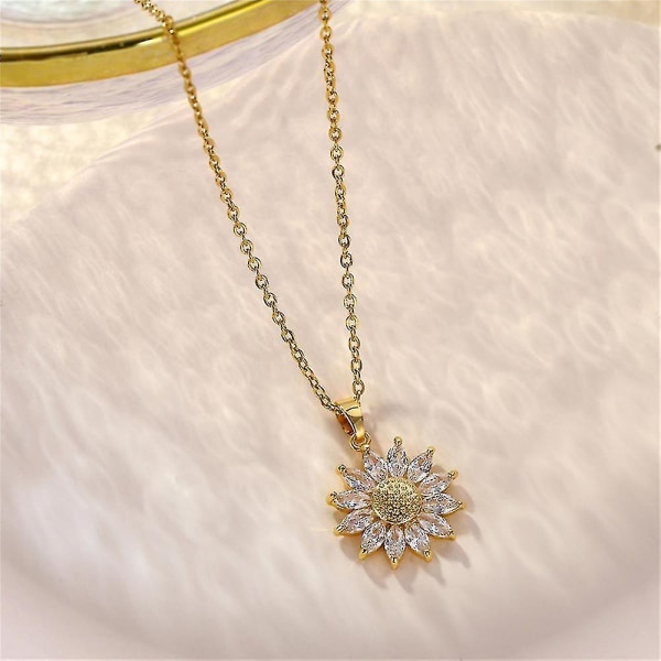 18 k guldpläterad solros halsband Zirkon kronblad kvinnor hänge