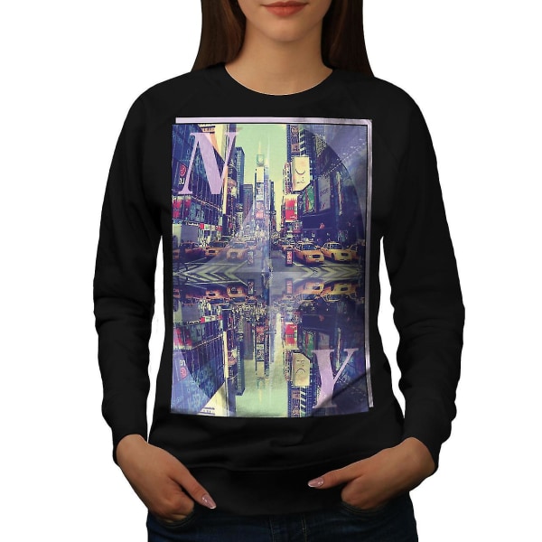 Square Time New York Women Blacksweatshirt | Wellcoda S