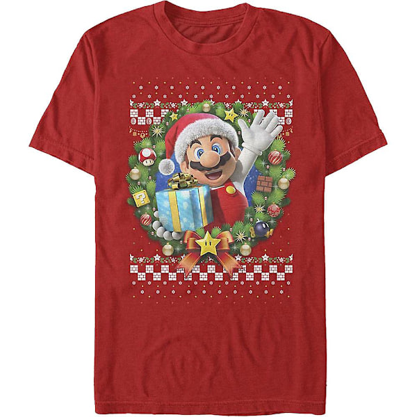 Mario Christmas Wreath Nintendo T-shirt S