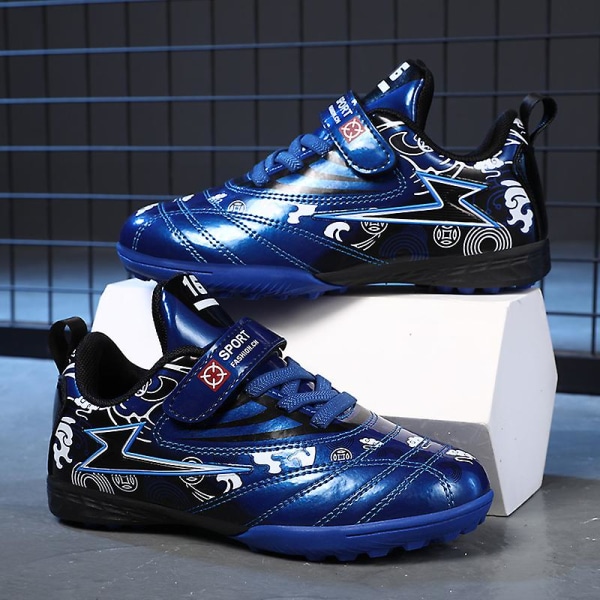 Pojkar Flickor Fotbollsskor Ankel Fotbollsskor Grästräning Sport Skor Sneakers Yj723 DarkBlue 32