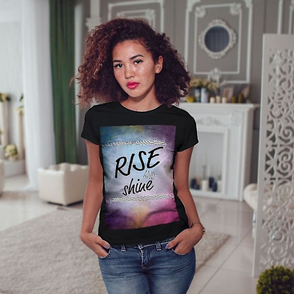 Rise And Shine Slogan Kvinnor Blackt-shirt XL