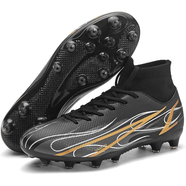 Fotbollsskor Herr Fotbollsskor för fast mark Utomhus Inomhus Atletiska fotbollsskor Professionell Futsal Training Sneakers-svarta Black 44