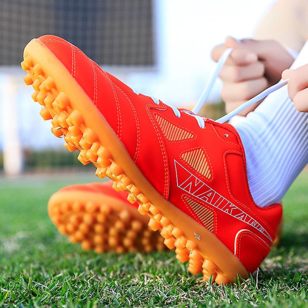 Fotbollsskor för män Halkfria fotbollsskor för herr, Gräs Fotbollssneakers 3C22028 Red 43