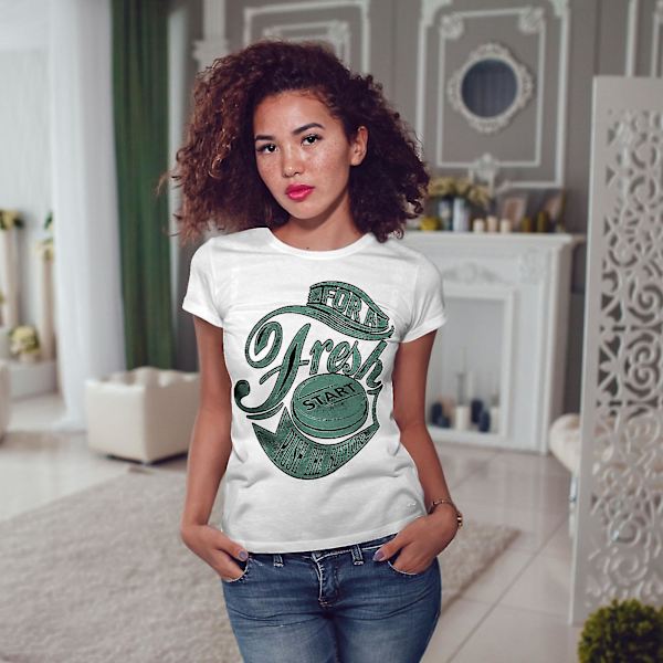 Fresh Start Button Whitet-shirt för kvinnor L