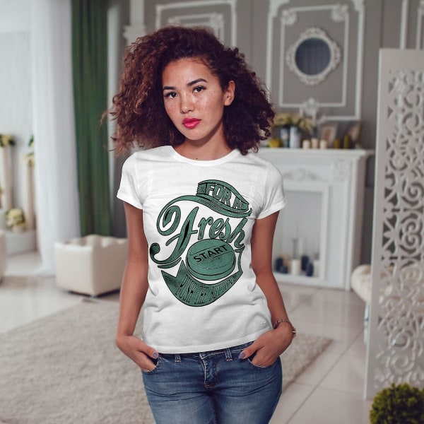 Fresh Start Button Whitet-shirt för kvinnor M