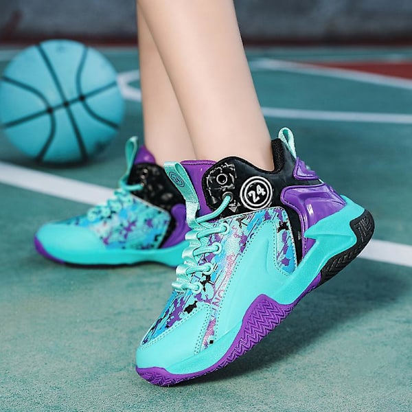 Basketskor för barn Mode Halkfria sneakers Andas sportskor L812 Blue 32