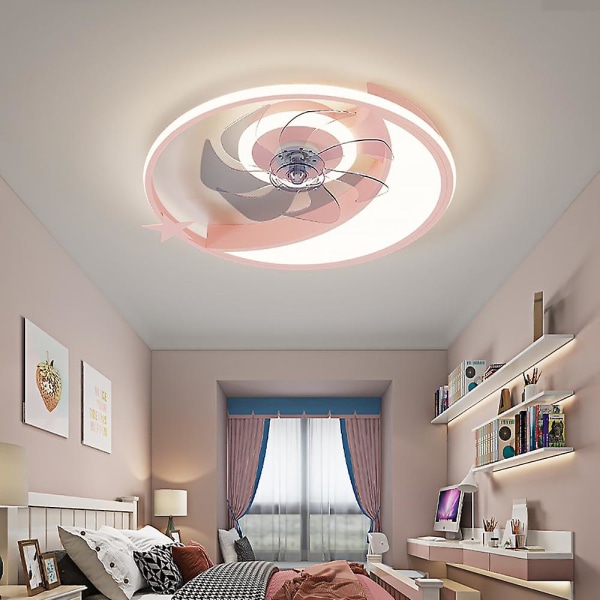 Tecknad barnrumsfläktlampa Sovrumslampa Smart rum Elektrisk fläkt Integrerad taklampa