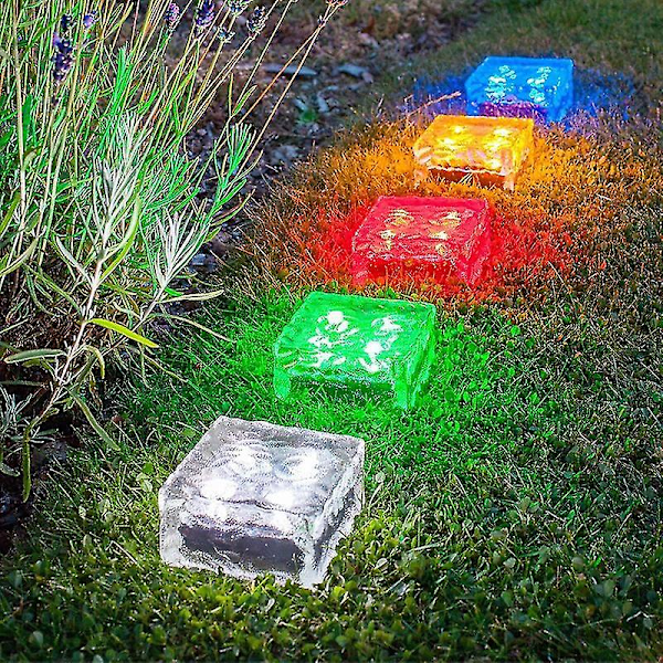 Utomhus Solar Light Kristallglas Ice Brick Warm, Solar Brick Landskap Path Led Light