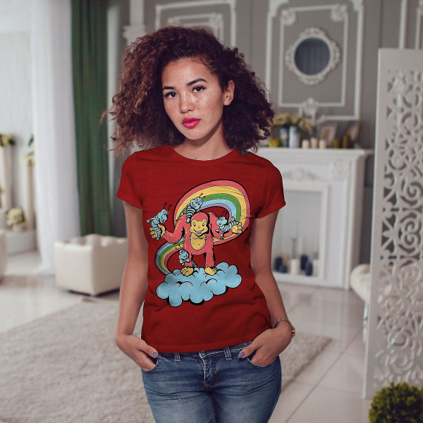 Tecknad Monkey Fantasy Women Redt-shirt 3XL