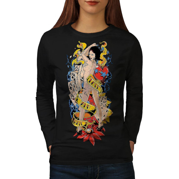 Love Faith Poker Sexig Långärmad T-shirt för kvinnor 3XL