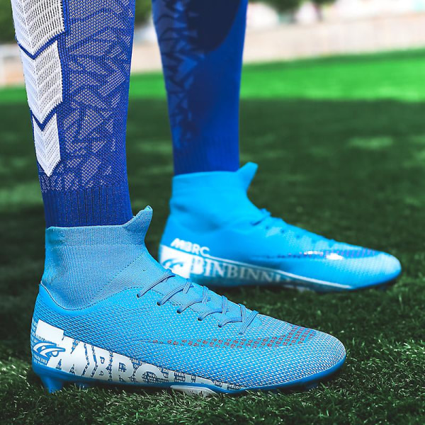 Fotbollsskor för män Halkfria fotbollsskor för män, Gräs Fotbollssneakers 1313 Blue 45