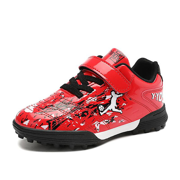 Fotbollsskor för pojkar Halkfria fotbollsskor Klossar Gräs Fotbollssneakers 720 BlackRed 35