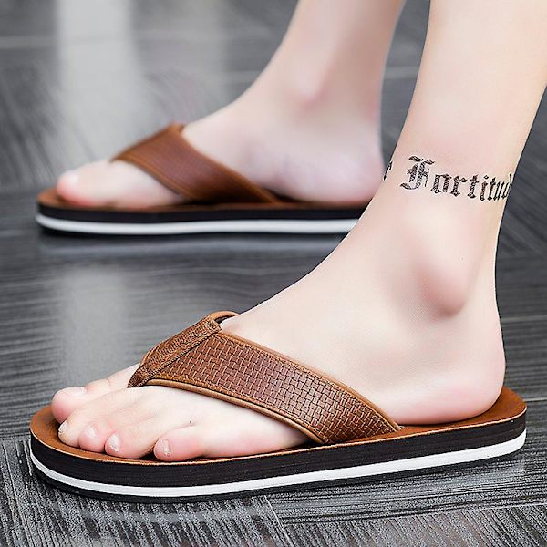 Herrflip-flops stringtrosor Sandaler Komforttofflor för stranden 3C5529 Brown 41
