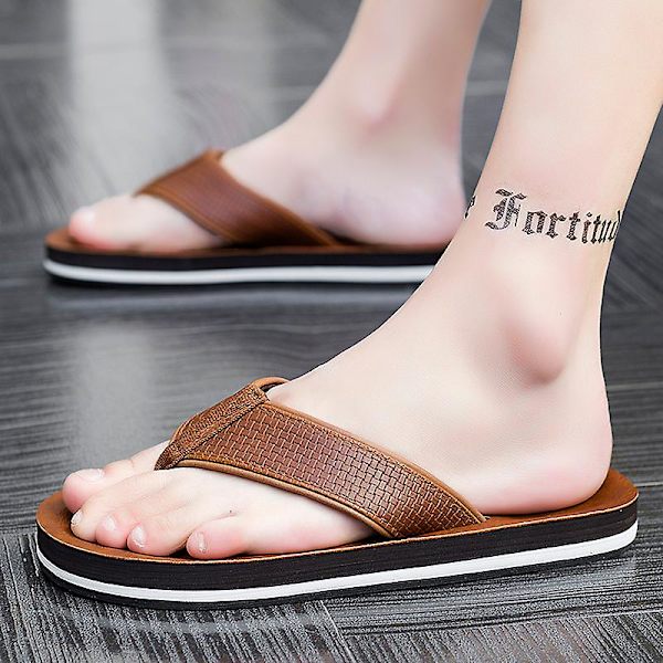 Herrflip-flops stringtrosor Sandaler Komforttofflor för stranden 3C5529 Brown 46