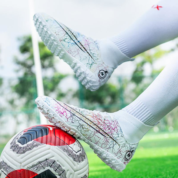 Fotbollsskor för män Halkfria fotbollsskor Klossar Gräs Fotbollssneakers Yj068 White 36