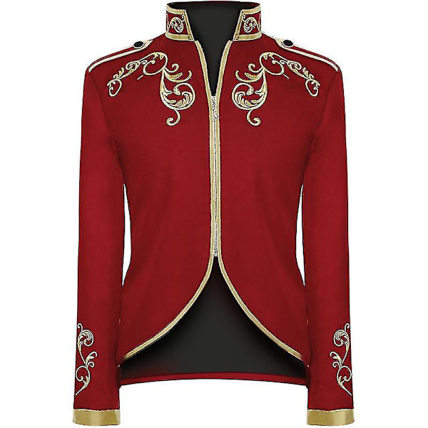Jacka med broderad kostym med guldbroderad kostym för män red M