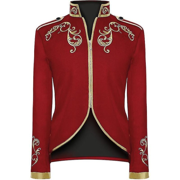 Jacka med broderad kostym med guldbroderad kostym för män red XL