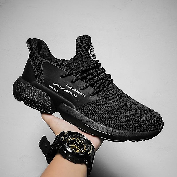 Herrsneakers Lättviktssportlöparskor Andas promenadskor Black 41