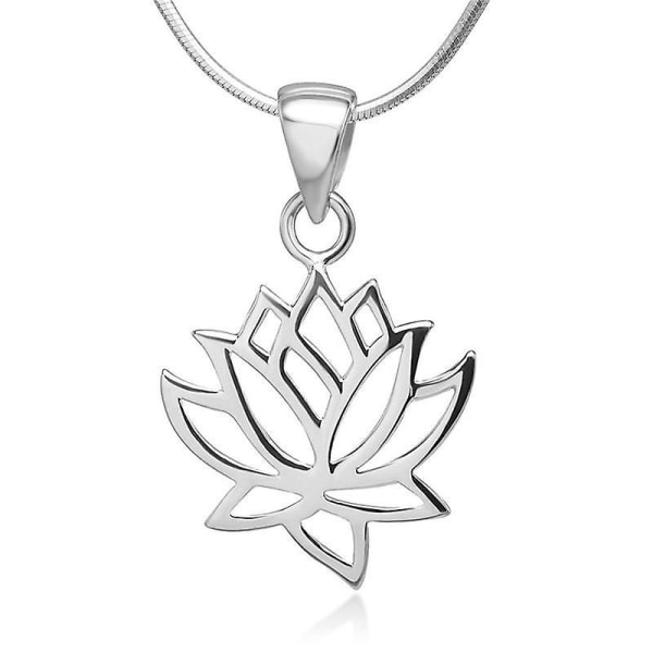 Ihåliga Lotus Flower Yoga hängsmycke rostfritt stål långsektion halsband
