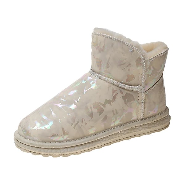Dam Vinterstövlar Snow Boot Plysch Varma Skor Vattentät Boot X-01 Beige 38