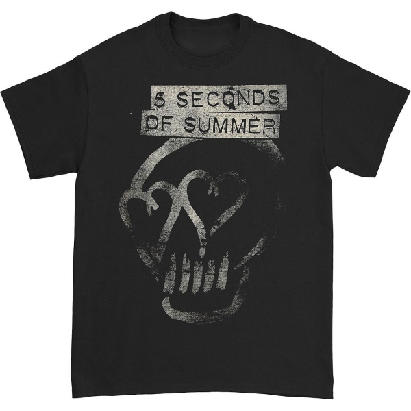 5 Seconds Of Summer Heart Skull Silver T-shirt L