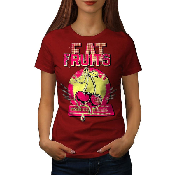 Eat Fruit Cherry Kvinnor Röd-skjorta XL