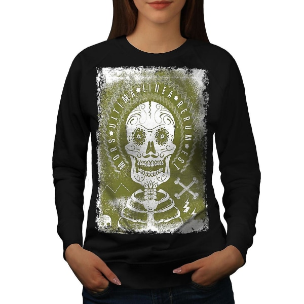 Latin Citat Death Skull Women Blacksweatshirt | Wellcoda S