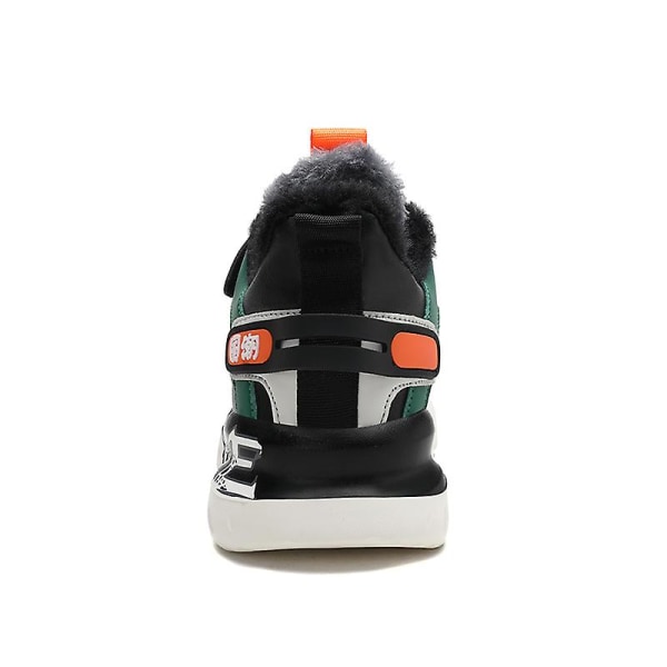 Barn Vintervarma Sneakers Flickor Pojkar Snow Outdoor löparskor X2021 BlackGreen 31