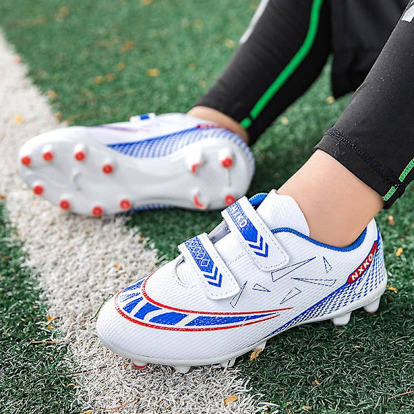 Fotbollsskor för barn Pojkar Flickor Fotbollsskor Grästräning Sport Skor Sneakers Yj6210A White 38