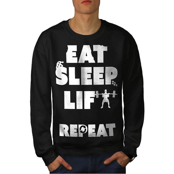 Eat Sleep Lift Gym Sport Men Blacksweatshirt L