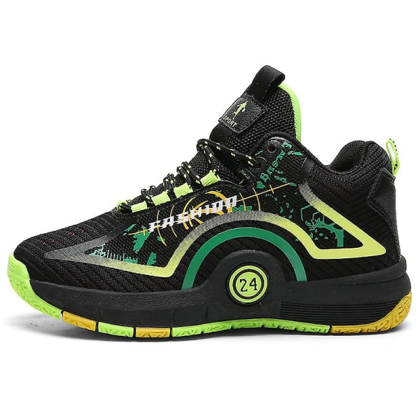 Barn Basketskor Andas Sneakers Trendiga Casual Skor Löparskor Yjx8860 BlackGreen 35