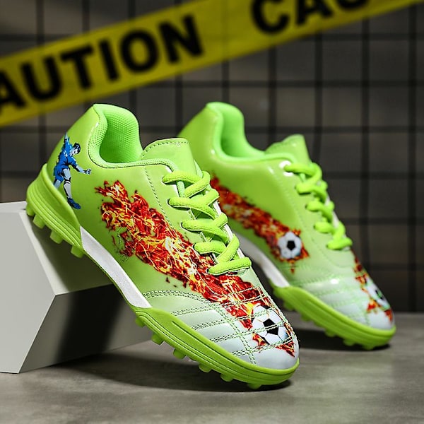 Fotbollsskor för barn Halkfria fotbollsskor Klossar Gräs Fotbollssneakers Yj681 Green 34