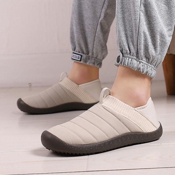 Herrtofflor Varma Vinterskor För Kvinnors Inomhushus Slip On Med Bomull Utomhus 2K6855 Beige 37