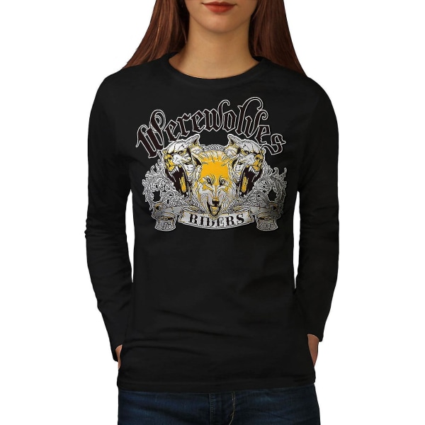 Werewolves Riders Biker Women Blacklong Sleeve T-shirt | Wellcoda L