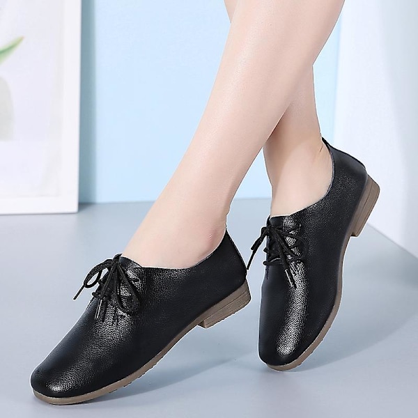 Dam Skor Läder Vita Skor Mjuk sula Dam Casual Fraz919 Black 37