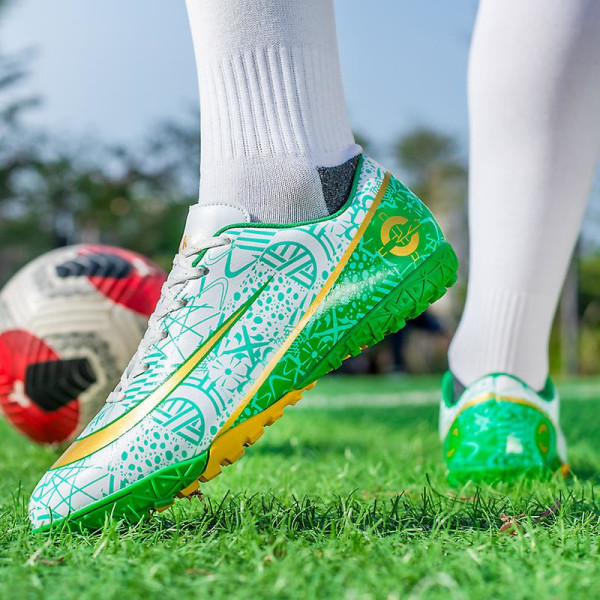 Fotbollsskor för män Fotbollsskor för vuxen fotled Grästräning Sport Skor Sneakers 222-1 Green 40