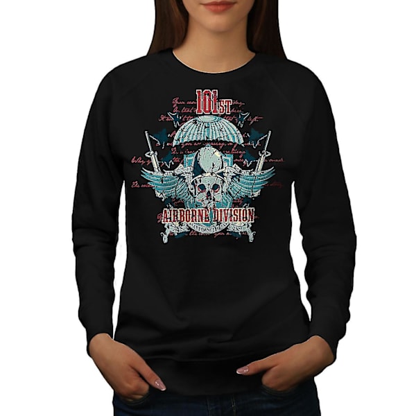 Airborne Division Skull Women Blacksweatshirt | Wellcoda XXL