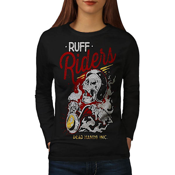 Ruff Riders Skull Biker Women Blacklong Sleeve T-shirt XL