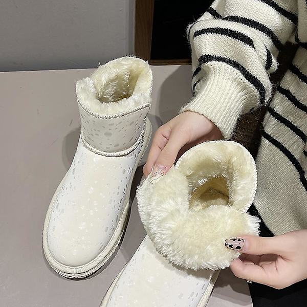 Dam Vinterstövlar Snow Boot Plysch Varma Skor Vattentät Boot Yjy-5 Beige 40