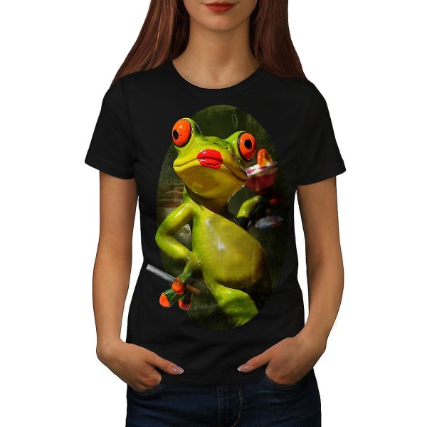 Gangster Frog Cool Women Blackt-shirt L