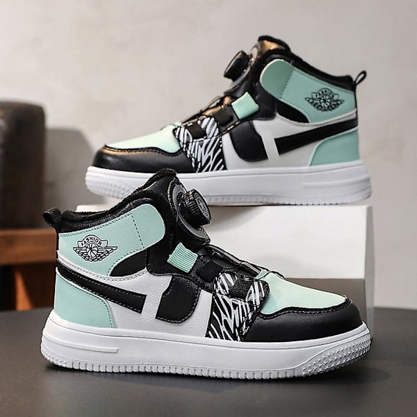 Sneakers för barn Löparskor med vridknapp Mode Pojkar Flickor Sportskor 2Lz708 BlackGreen 34