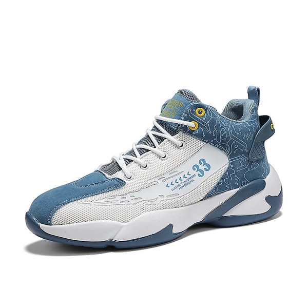 Basketskor för män Mode Halkfria sneakers Andas Pojkar Flickor Sportskor 266 WhiteBlue 41