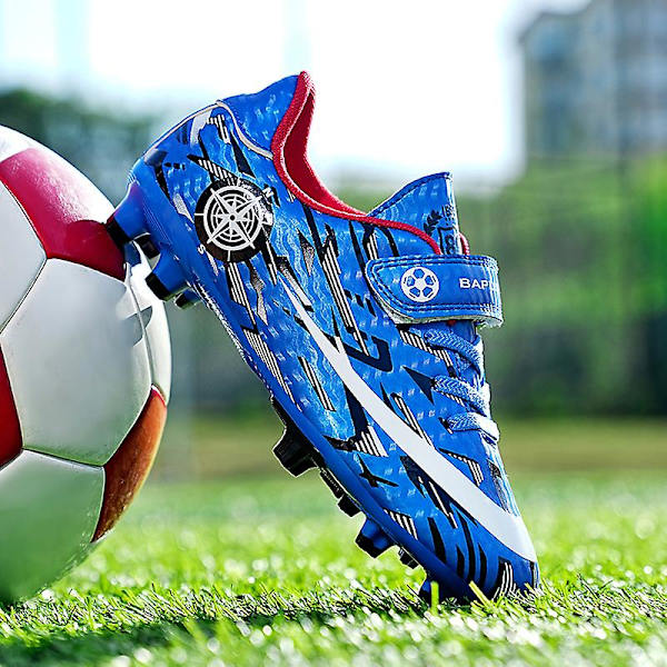 Barn Ungdom Gräs Fotbollsskor Skor Fotboll inomhus Fritidssport casual X1577A WhiteBlue 34