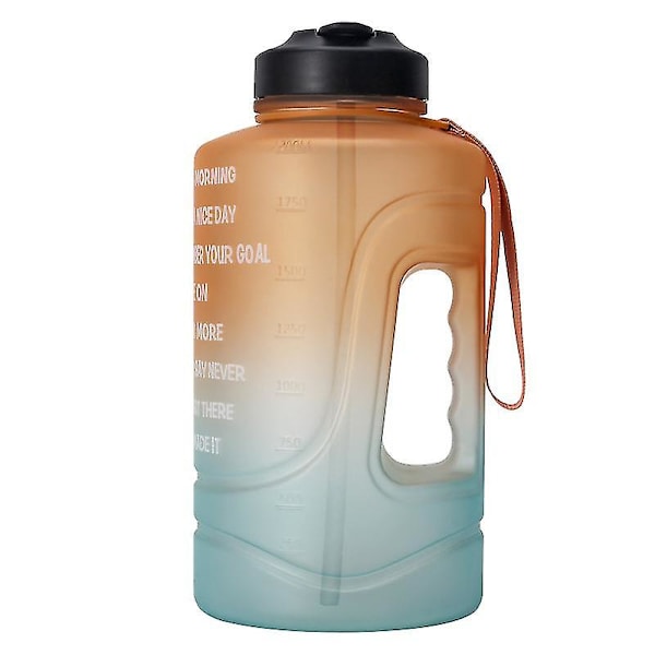 2,2 l vattenflaska hydrering med motiverande tidsmarkör påminnelse Orange green