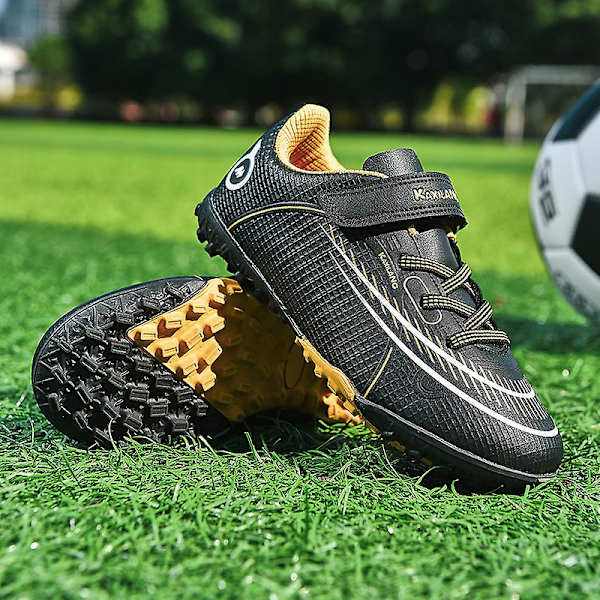 Fotbollsskor för barn Halkfria fotbollsskor Klossar Gräs Fotbollssneakers Yj6192 Black 30